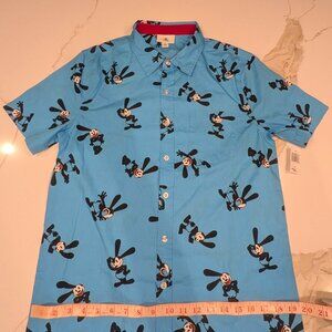 Disney Oswald the Lucky Rabbit Mens Blue Button Up Shirt Sz Small NWT